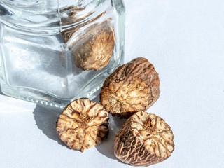 nutmeg spice isolated on the white background