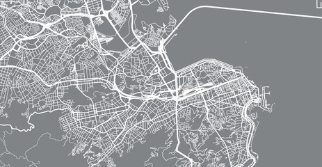 Urban vector city map of Rio de Janeiro, Brazil