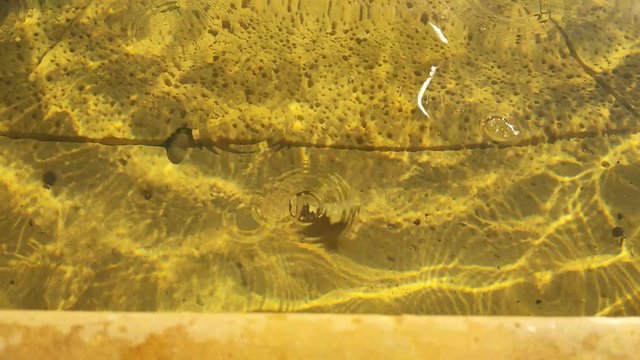 Movimiento del agua fondo amarillo en un pozo