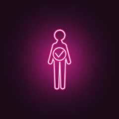 Benefits, intestinal stomach neon icon. Elements of probiotics set. Simple icon for websites, web design, mobile app, info graphics