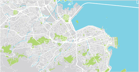 Urban vector city map of Rio de Janeiro, Brazil