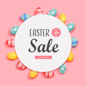 Easter sale message with Easter eggs