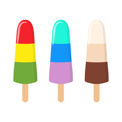 Ice cream set, isolated on white background. Cartoon. Vector, Fruit and chocolate ice cream. - 259367371