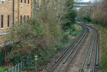 Fototapeta na wymiar Railway tracks in chiswick, London