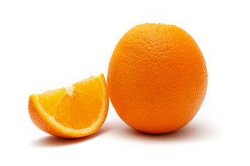 orange and orange slice on white background