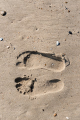 Fototapeta na wymiar Fußabdruck im Sand