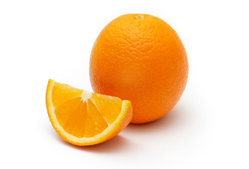 orange and orange slice on white background