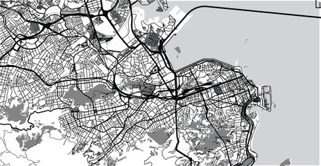 Urban vector city map of Rio de Janeiro, Brazil