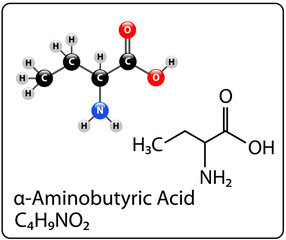 Alpha-Aminobutyric acid Molecule Structure
