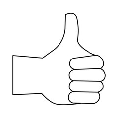 thumb up hand cartoon symbol in black and white