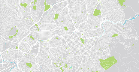 Urban vector city map of Belo Horizonte, Brazil