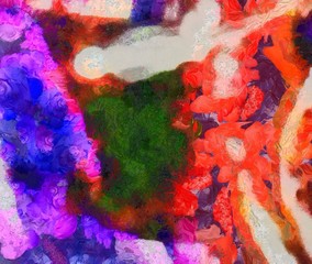 Multicolor brush strokes in oil structure. Grunge fine art mixed media texture. Artistic detailed background. Interesting designed pattern. Prints backdrop.
