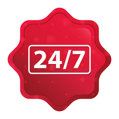 24/7 icon misty rose red starburst sticker button