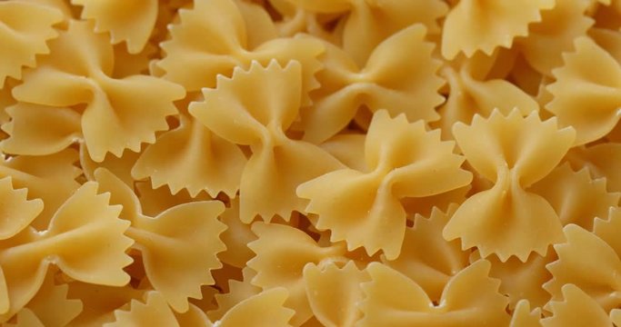 Pile of Dry uncooked farfalle