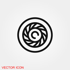 Camera objective icon vector sign symbol for design