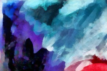 Impression color mix abstract texture art. Artistic bright background. Oil painting artwork. Modern style graphic wallpaper. Large strokes of paint. Colorful pattern for design work or wallpaper.