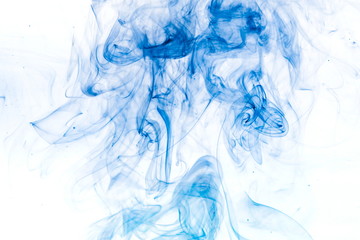 Blue smoke on white background
