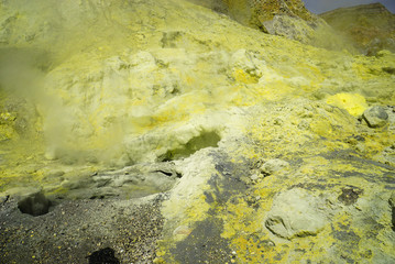 Beautiful active volcano in the ocean White Island in New Zealand