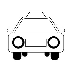 Taxi cab vehicle frontview in black and white