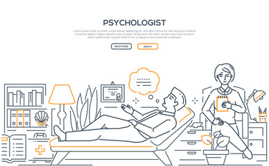 Psychologist - modern line design style web banner