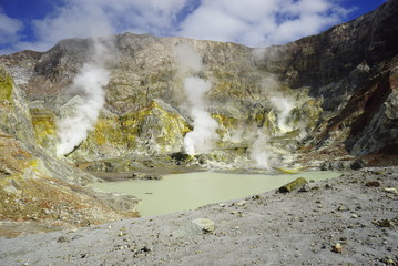 Beautiful active volcano in the ocean White Island in New Zealand