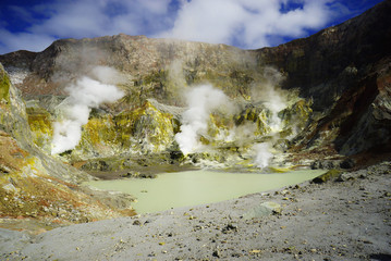 Beautiful active volcano in the ocean White Island in New Zealand