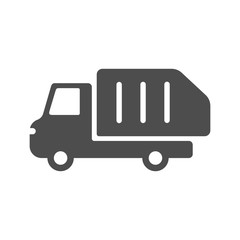 garbage truck vector icon. silhouette black icon of garbage truck isolated on white background