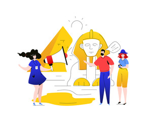 Visit Egypt - colorful flat design style illustration