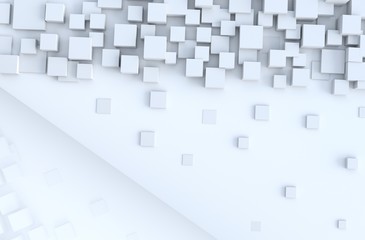White geometric cube shapes  background. for design decorate. Realistic 3D render.