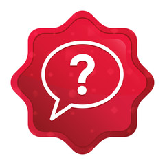 Question mark bubble icon misty rose red starburst sticker button