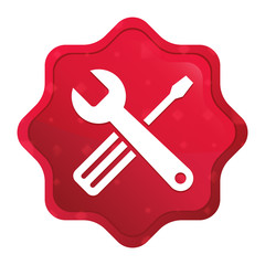 Tools icon misty rose red starburst sticker button