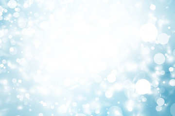 white circle on blue blur abstract background. bokeh Christmas blurred beautiful shiny Christmas lights