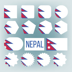 Nepal Flag Set Vector. Official Nepal Flag Flat Symbol. Different Shape. Illustration