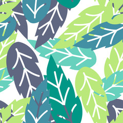 Seamless pattern of green tropical leaves. Vector design.