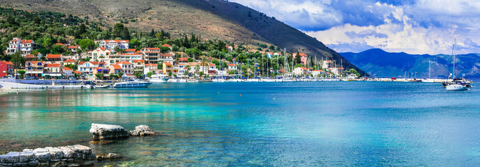 Greece travel - picturesque coastal village Agia Efimia un Kefalonia, Ionian islands