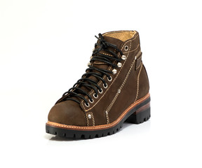 Men’s brown  boot with nubuck leather for man collection isolated on a white background.