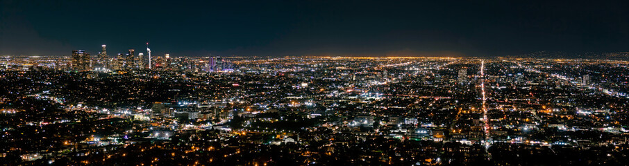 Fototapeta na wymiar Los Angeles panoramic skyline by night