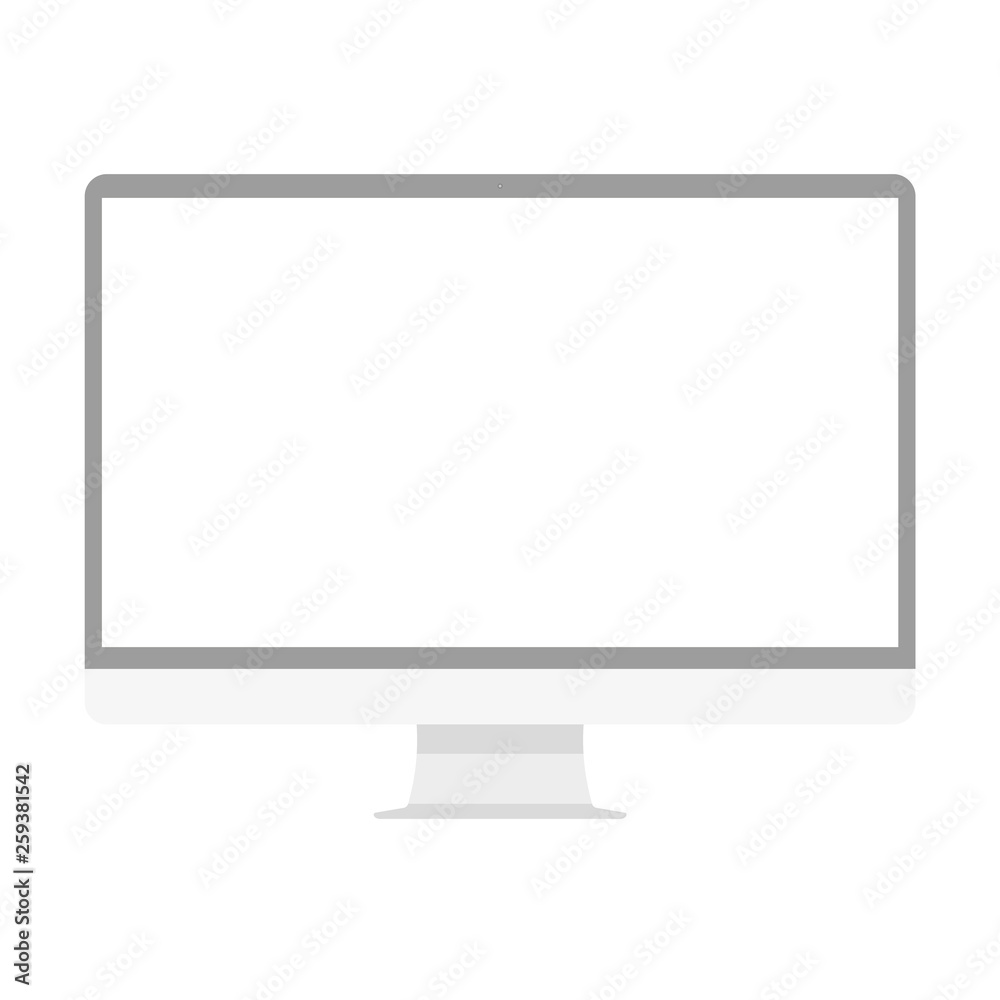 Fototapete Computer display with blank screen. Front view. Computer screen isolated on white background vector eps10