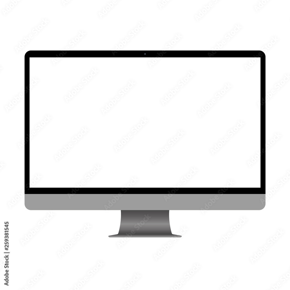 Fototapete Computer display with blank screen. Front view. Computer screen isolated on white background vector eps10