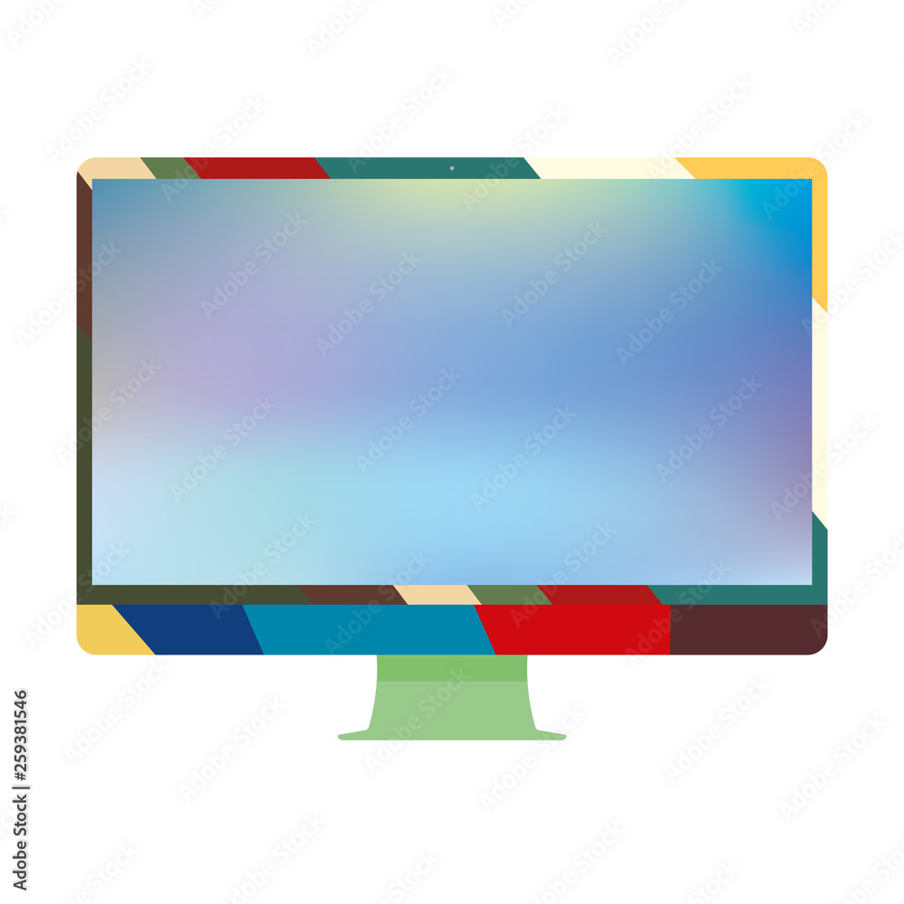 Fototapete Computer display with blank screen. Front view. Computer screen isolated on white background vector eps10
