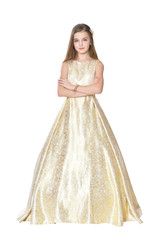 Happy little girl in carnival costume posing