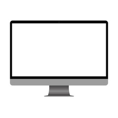 Computer display with blank screen. Front view. Computer screen isolated on white background vector eps10