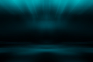 perspective floor backdrop blue room studio with light blue gradient spotlight backdrop background for display your product or artwork 