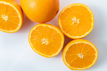 Oranges on a white background
