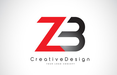 Red and Black ZB Z B Letter Logo Design. Creative Icon Modern Letters Vector Logo. - obrazy, fototapety, plakaty