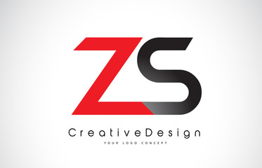 Red and Black ZS Z S Letter Logo Design. Creative Icon Modern Letters Vector Logo.