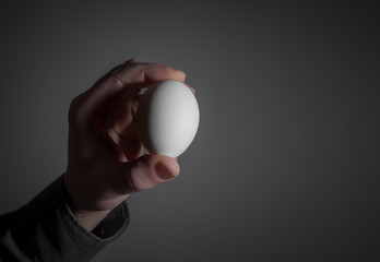 Fototapeta na wymiar hand hold an white egg