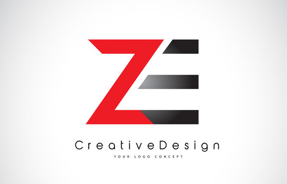 Red and Black ZE Z E Letter Logo Design. Creative Icon Modern Letters Vector Logo.