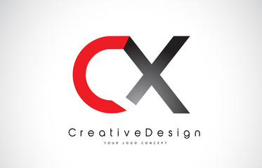 Red and Black CX C X Letter Logo Design. Creative Icon Modern Letters Vector Logo.