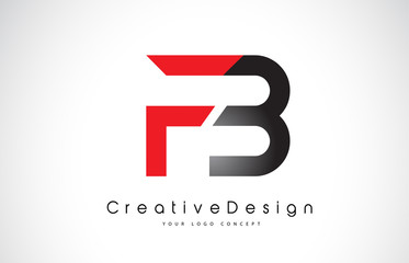 Red and Black FB F B Letter Logo Design. Creative Icon Modern Letters Vector Logo.